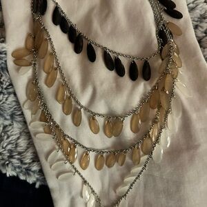 Charming Charlie Black and Tan Layered Necklace 18 inches to 24 inches